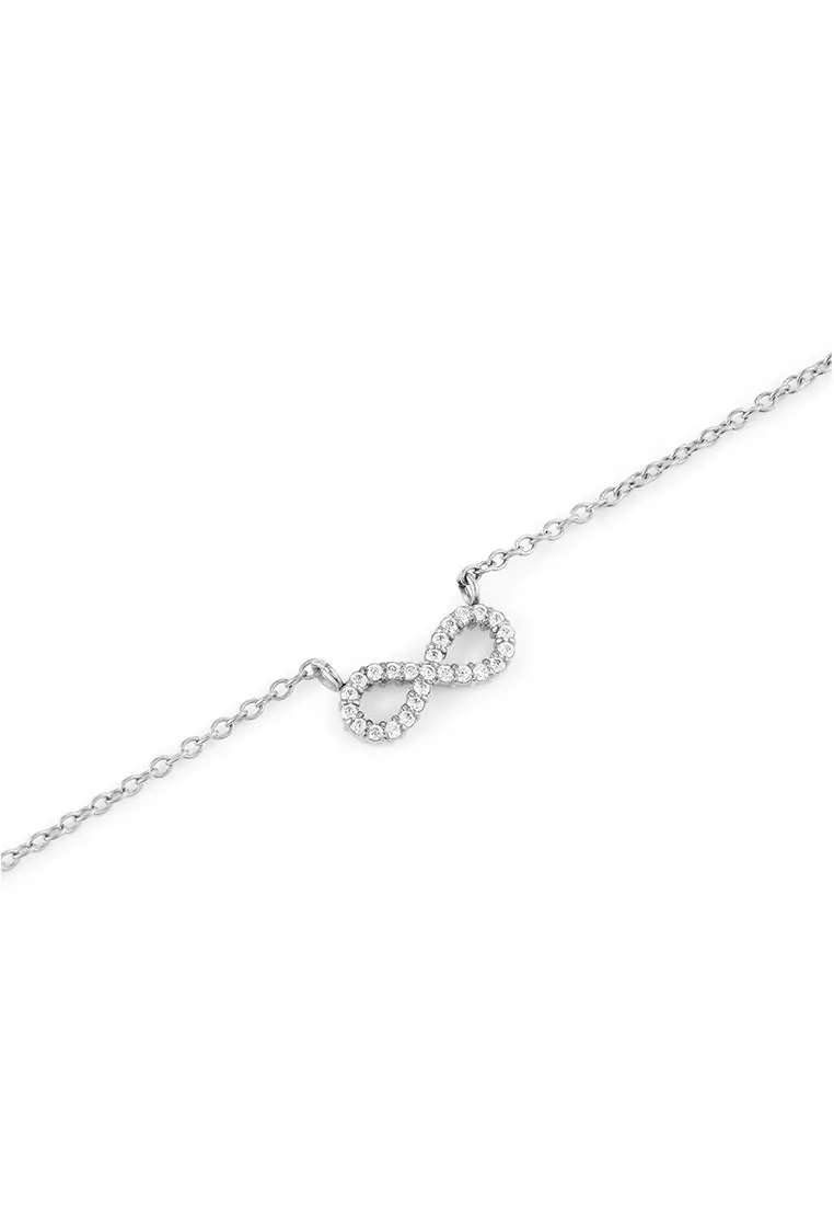 Mirelle Infinity Necklace Silver Unisex Necklace for women and men stainless steel crystal Necklace DW Official Authentic Original
