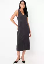 ZARA Sleeveless V-Neck Slit Midi Dress 2025 | Buy ZARA