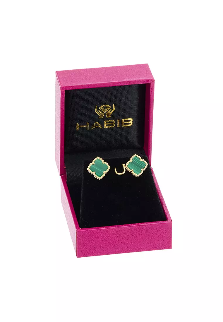 HABIB Malachite Earrings in 750/18K Yellow Gold 457800125(YG)-MALA