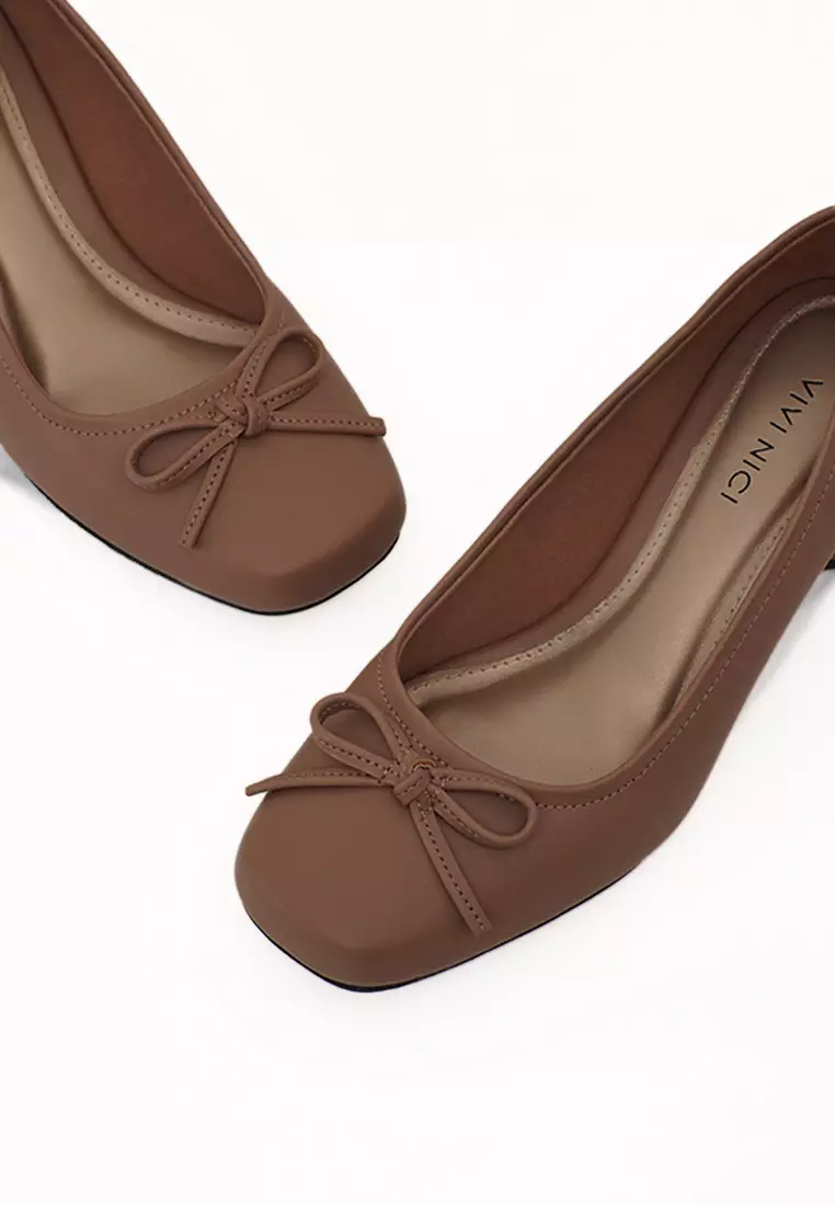 VIVI NICI - Courtney Sepatu Wanita Hak 5 cm Milk Coffee