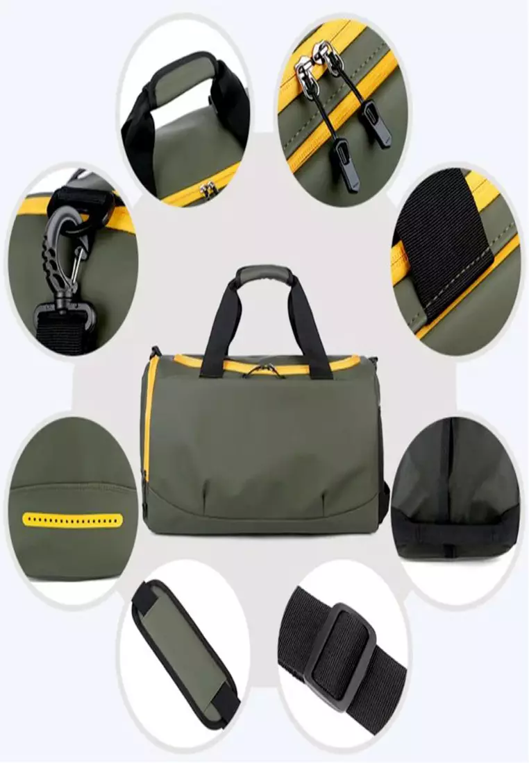Waterproof Duffel Bag With Shoe Compartment 51x29x25 – Black/Green