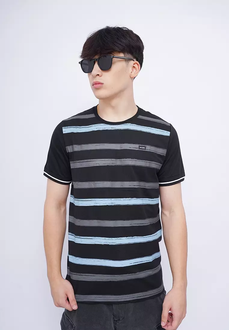 Ryusei Kaos Pria Yamada Stripe Black