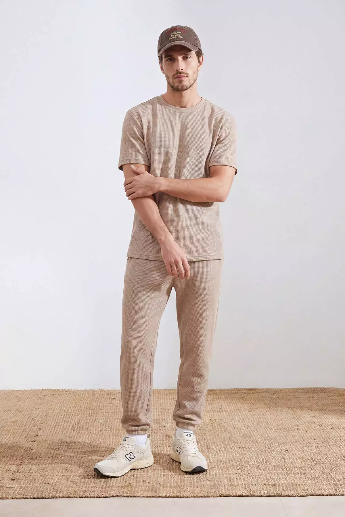 Beige Regular Cut 3-Pack Textured Tracksuit Set Tmnss26Em00002