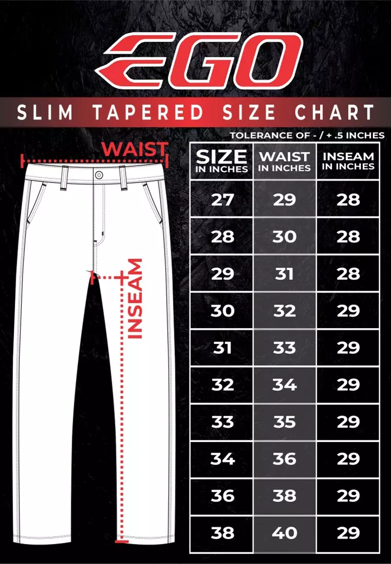 Denim Long Slim Tapered Fit Stretch Jeans