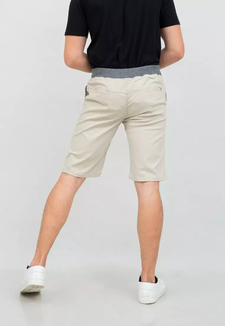 Celana chino pendek cino slim fit PINGGANG KARET Krim houseofcuff