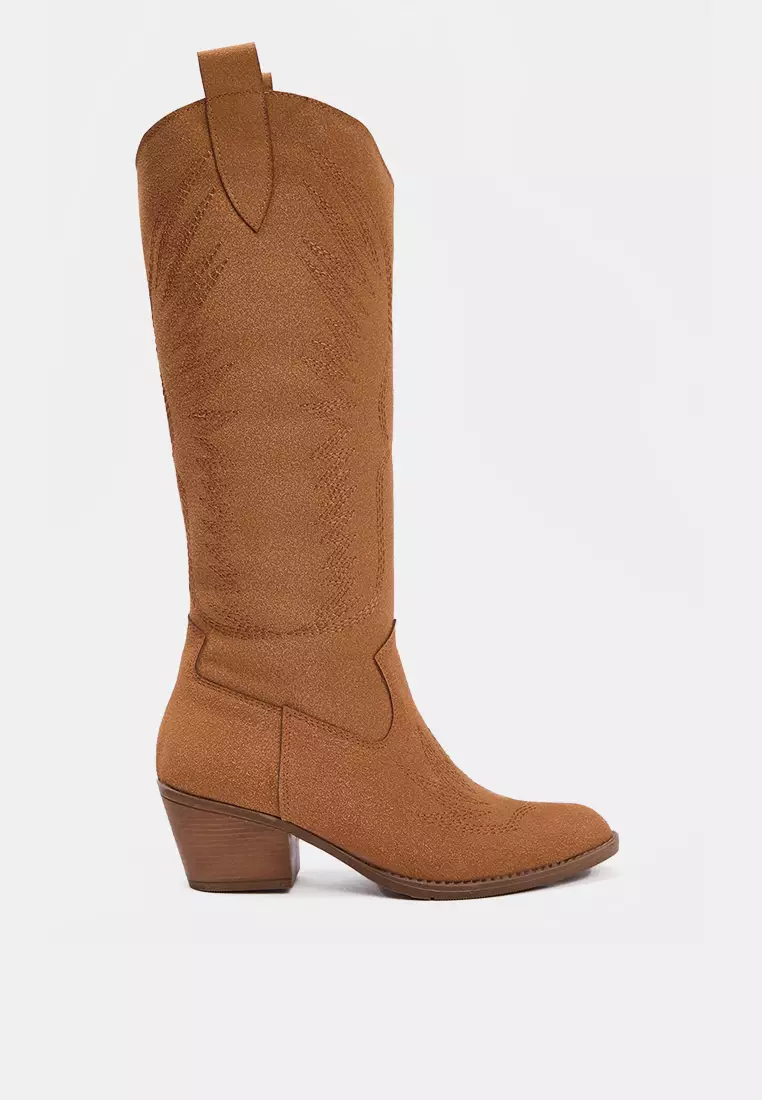 Trendyol Embroidered Block Heeled Cowboy Boots