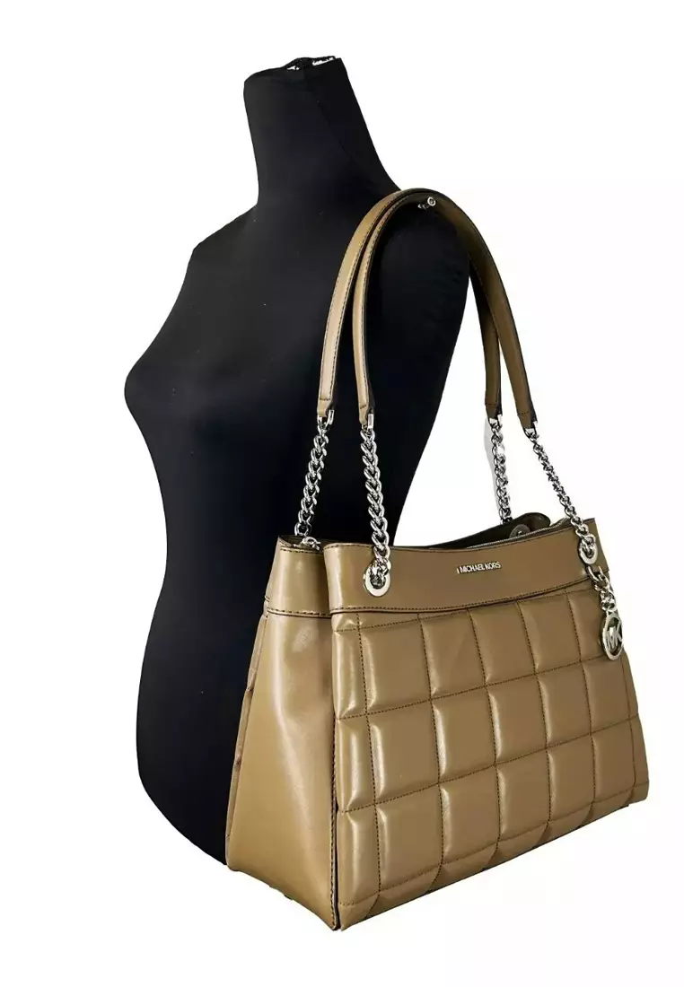 Michael Kors Susan Medium Quilted Leather Tote Bag - Driftwood