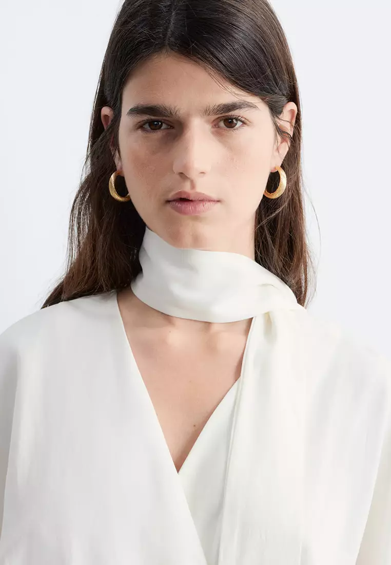 Scarf-Detail Wrap Mini Dress