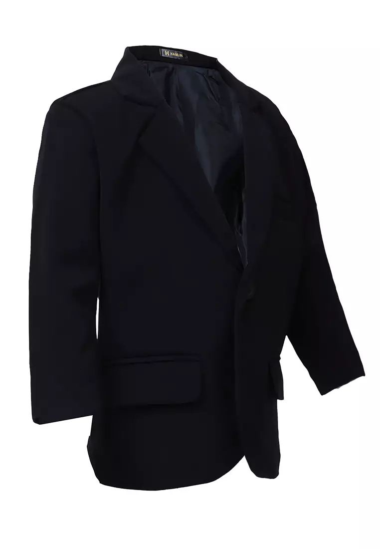 Wesley Jas Formal Anak Pria Plain Motive Full Furing Kids Blazer Material Cotton ORIGINAL - Black
