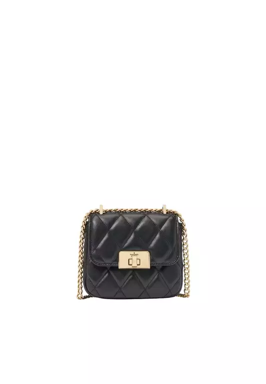 Kate Spade Carey Quilted Micro Flap Crossbody Bag In Black KJ956