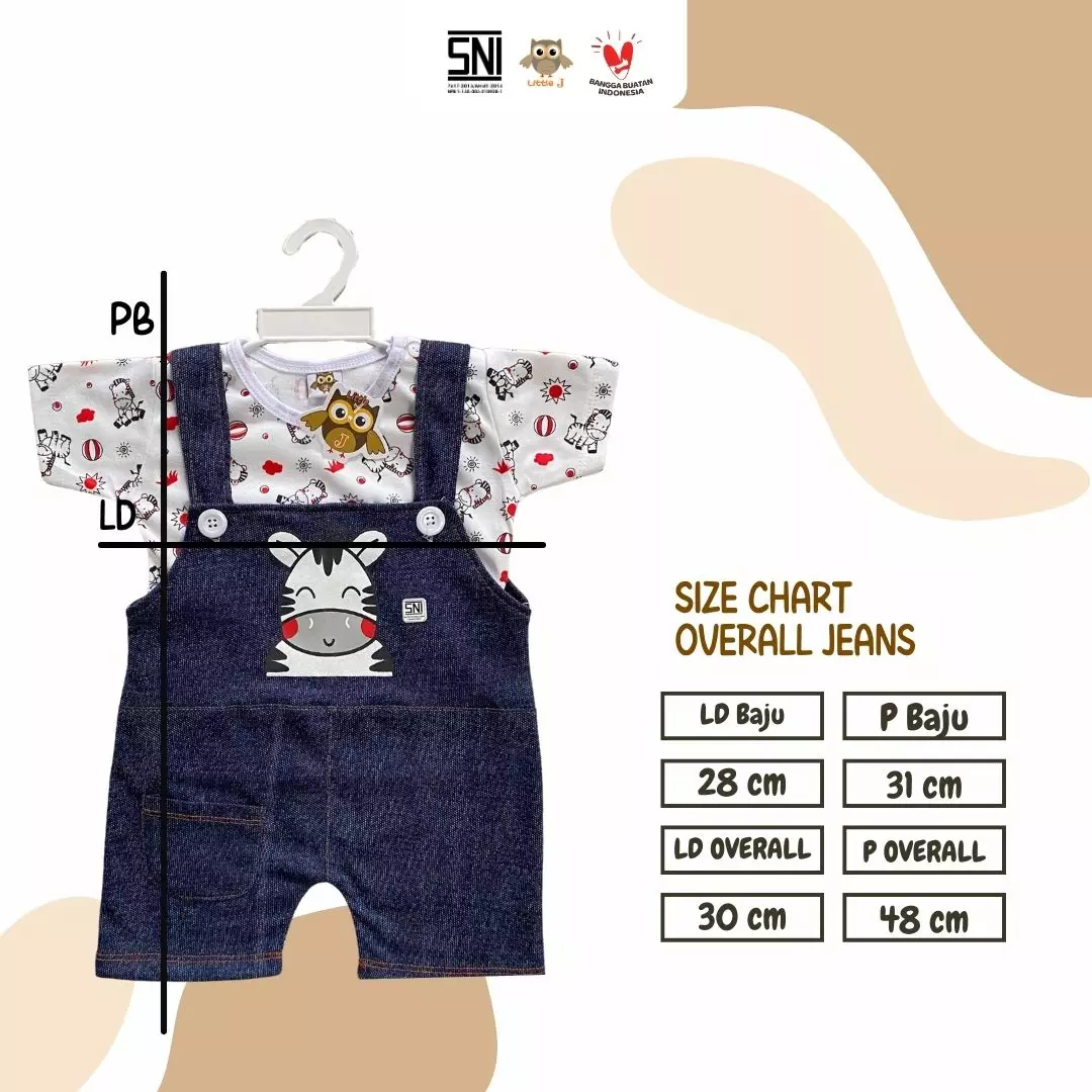 Little J - (667 JEANS TUA) Overall Jeans Anak Laki Laki Setelan Baju Kodok Bayi Cowok Motif Zebra Kaos Overall 12-24 Bulan
