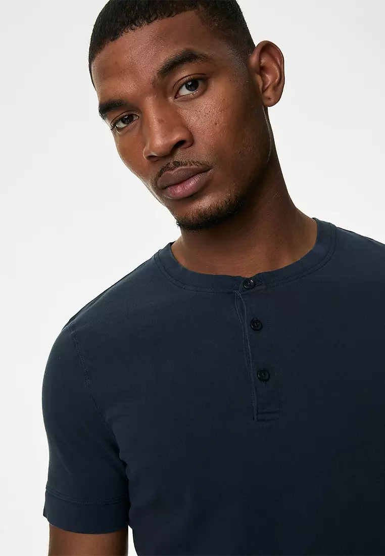 Pure Cotton Henley T-Shirt