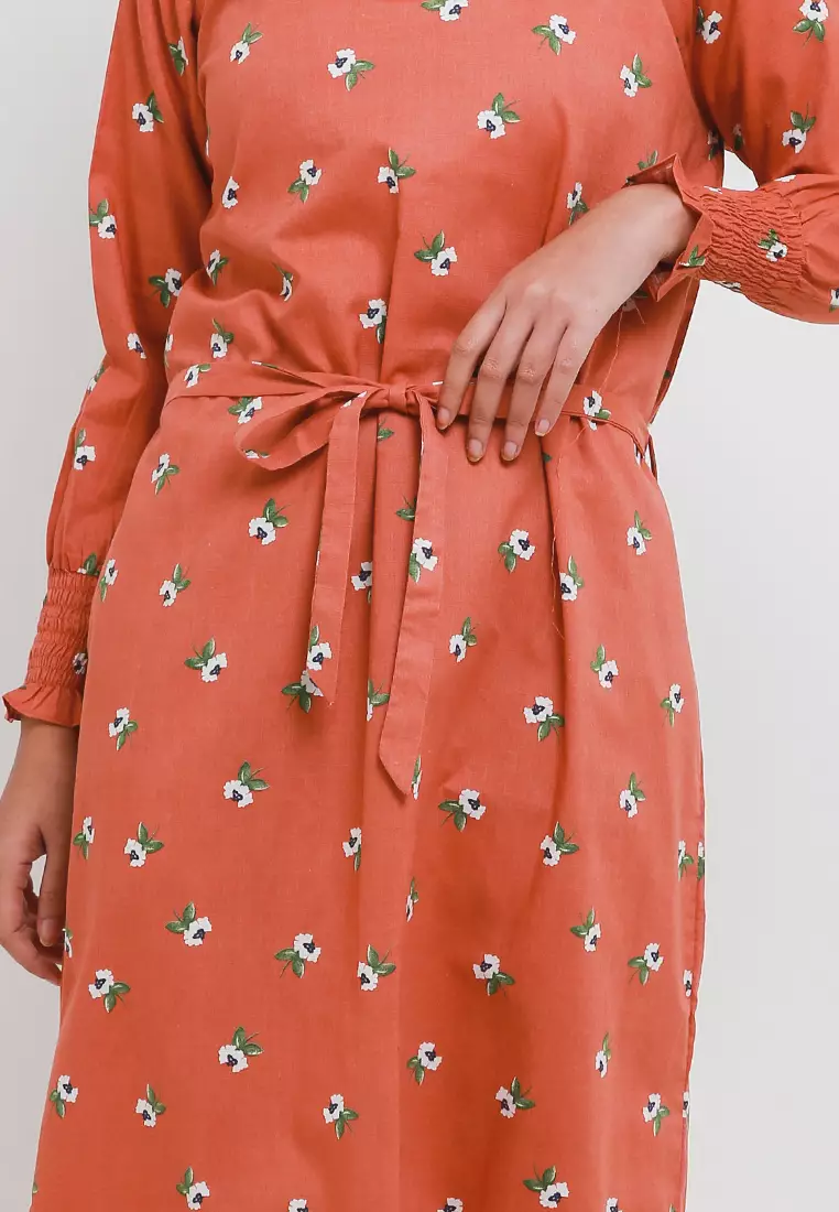 MFMW Danyrose Dress Merah Motif Bunga