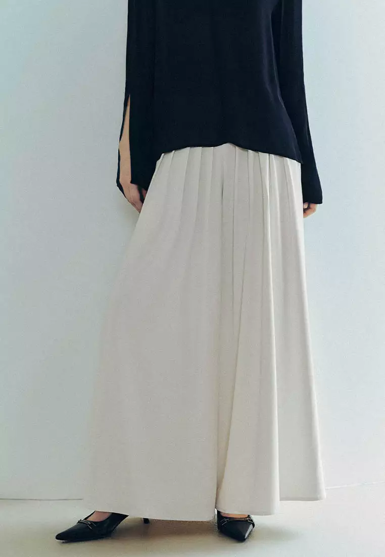 Woven Long Wide-Leg Pants