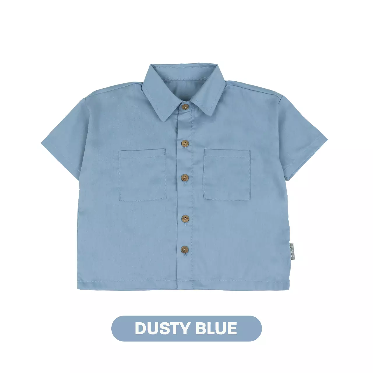 Mooi Kemeja Anak Laki-laki Akio Boxy Shirt Pocket - Dusty Blue
