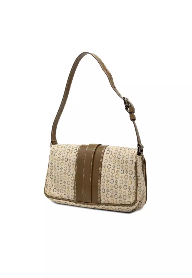 Pre-Loved Celine C Macadam Canvas Flap Shoulder Bag