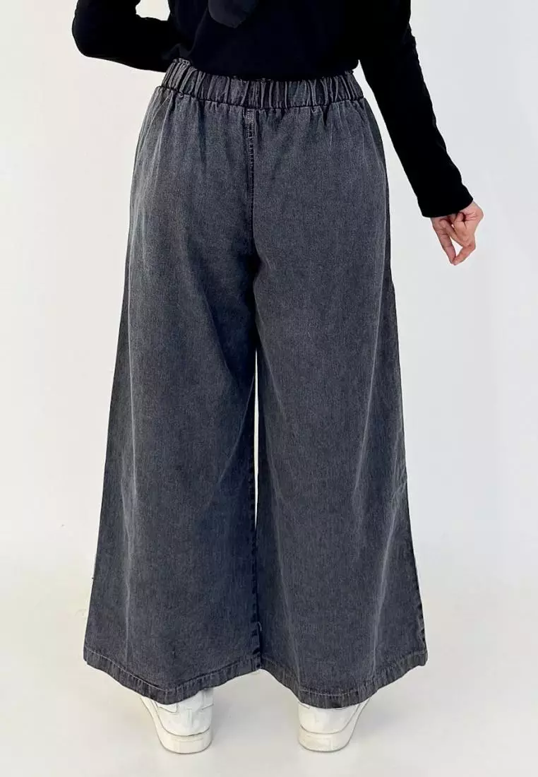 LEZAHRASIGNATURE Jasmin Denim Kulot (Celana Panjang Basic Wanita) Fit BB 43-80 kg