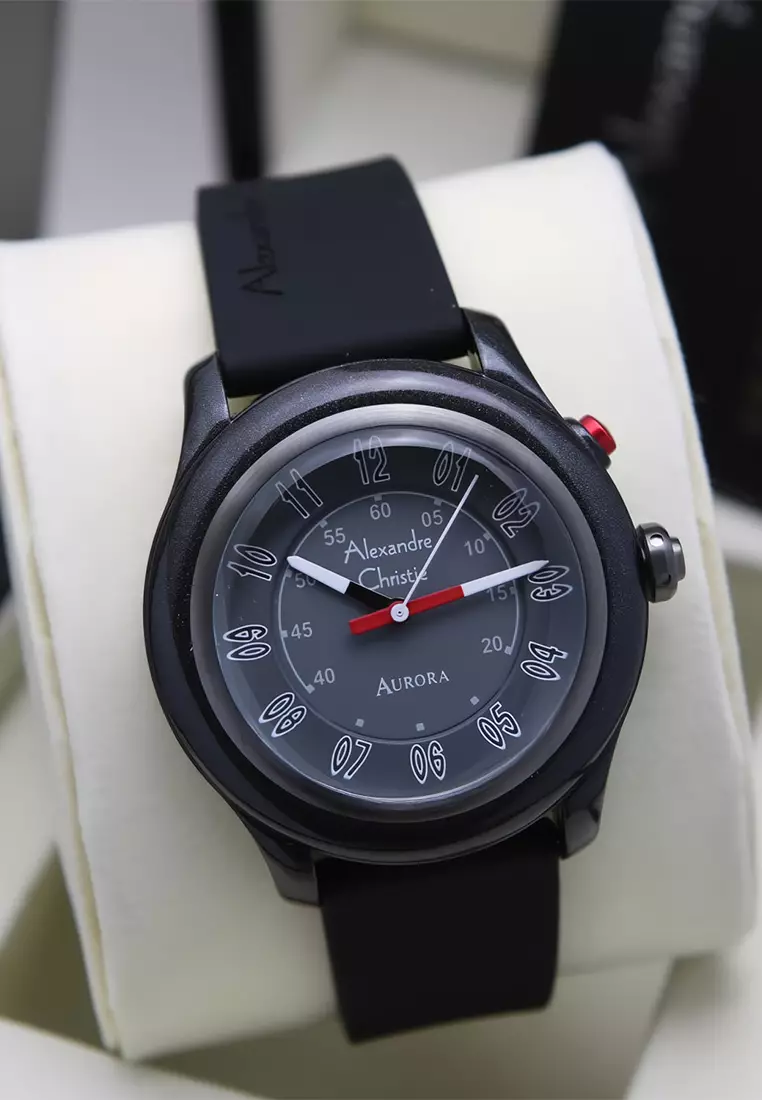Alexandre Christie - Jam Tangan Analog Pria - Black - Rubber Strap - 9397MHRIGGRBA