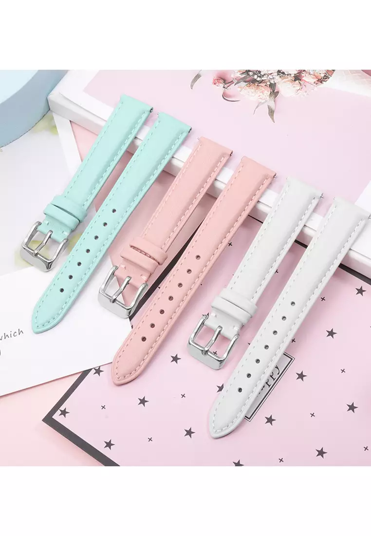 Tali Kulit Wanita Jam Tali Genuine Leather Strap 14mm Putih