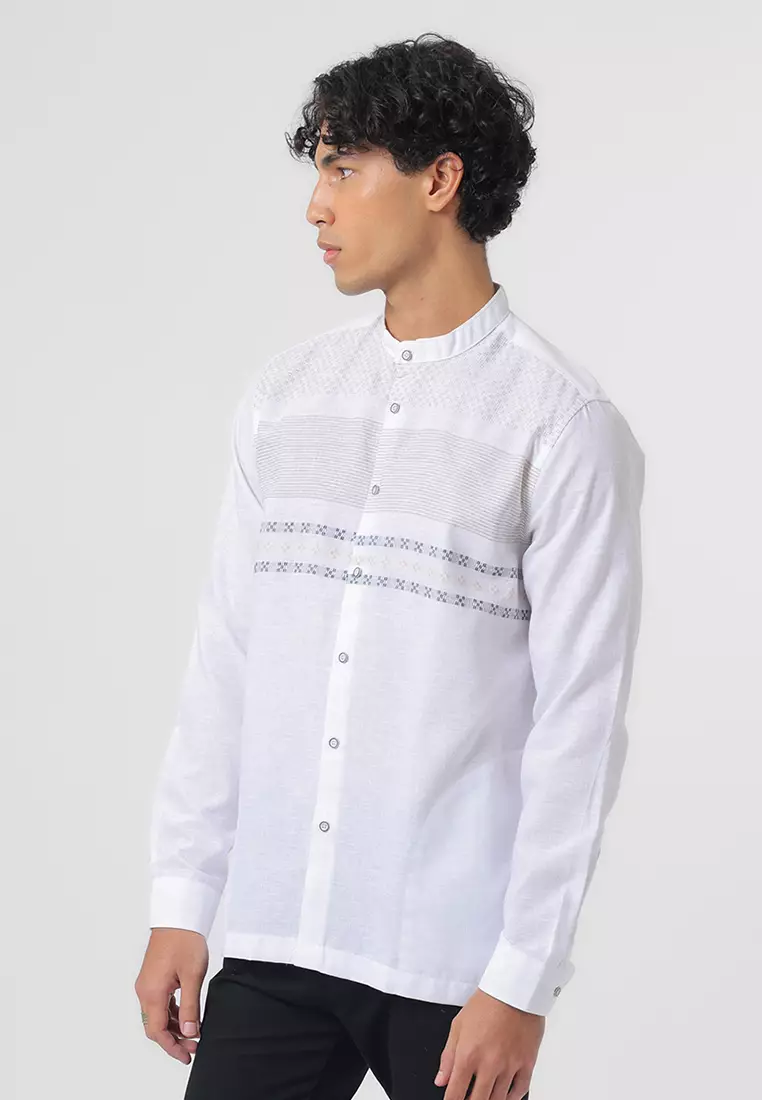 Kemeja Koko Pria Lengan Panjang Baju Muslim Pria EMIR WHITE