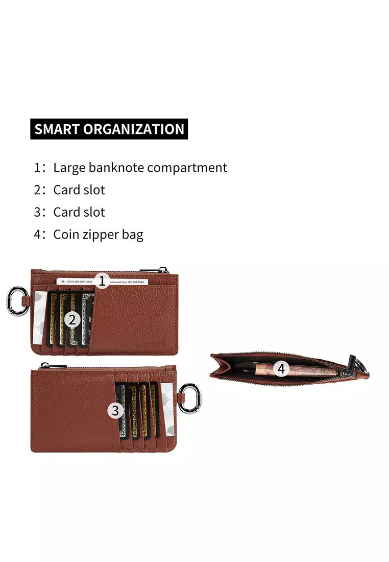 Jov 真皮卡包 小号拉链卡夹 10+卡位-焦糖色