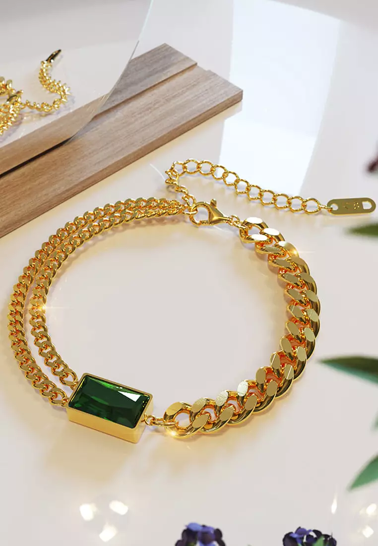 Emerald Zirconia Multiple Chain Bracelet