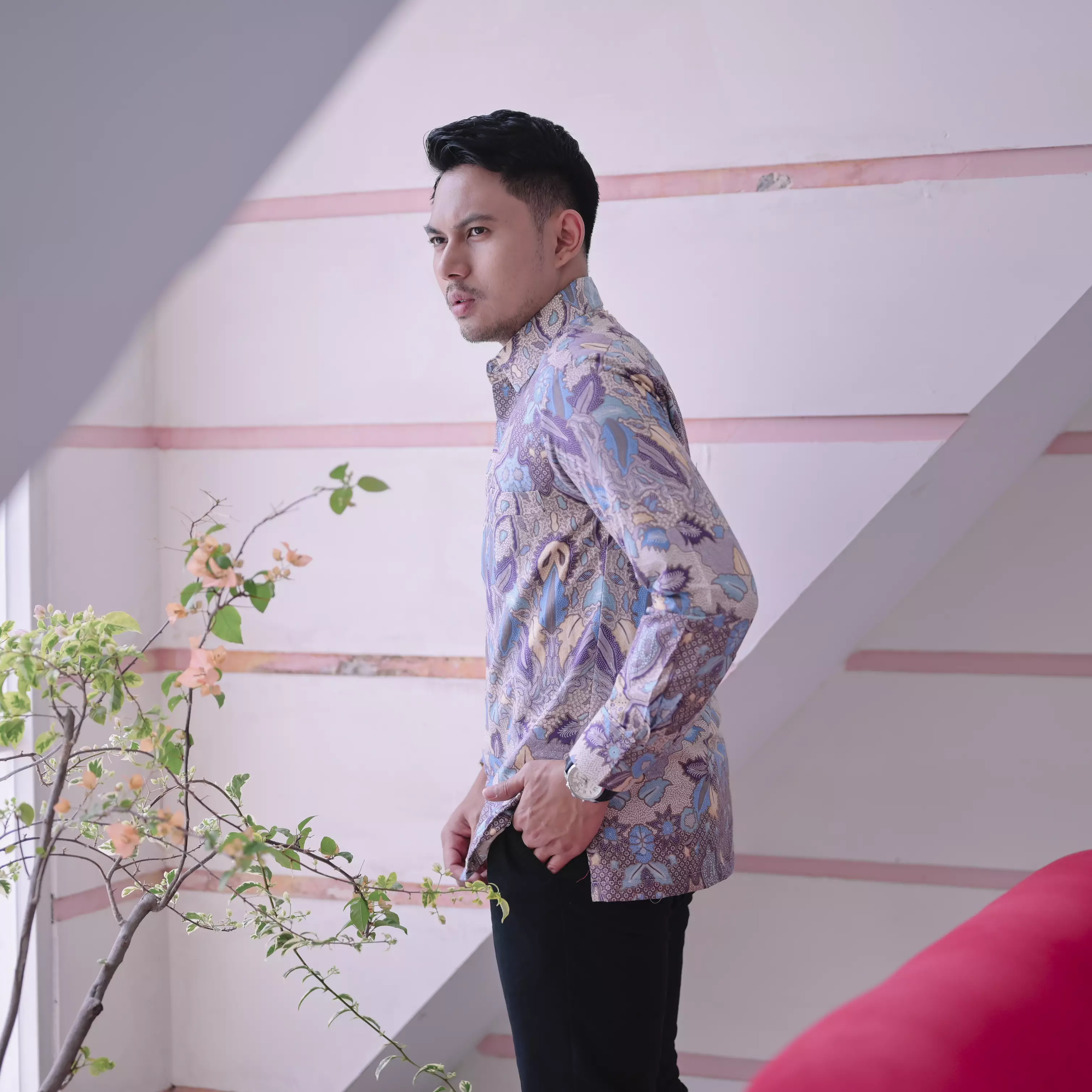 kemeja batik pria lengan panjang Katun halus reguler fit warna lilat original