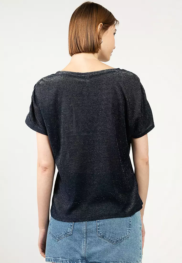 Short Sleeve V-Neck Jersey Top