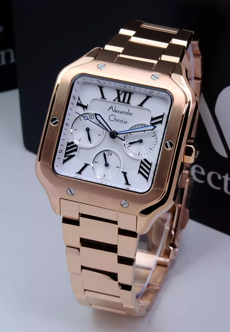Alexandre Christie Jam Tangan Analog Wanita Rosegold Case White Dial - Stainless Steel - 2B18BFBRGSLBA