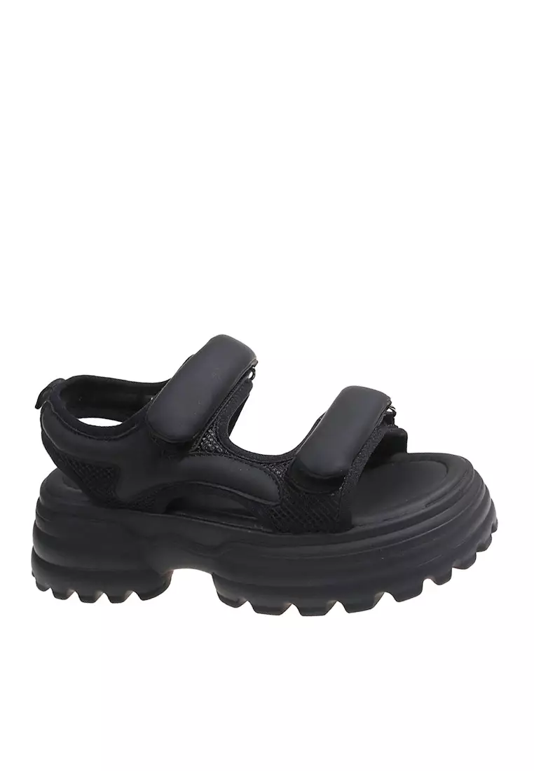 All black sale platform sandals