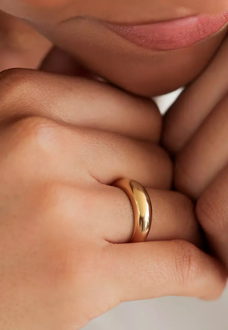 Ring Band Chunky Timeless Rhodium Plated Gold Plated