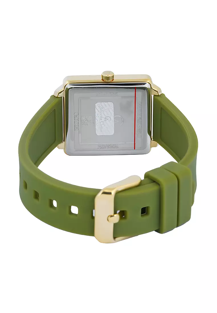 Alexandre Christie Passion - Jam Tangan Analog Wanita - Gold Case - Green Rubber Strap - 2810LHRGPIV