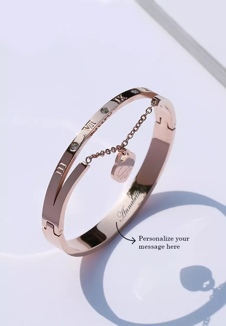 Keira Heart Hinged Pendant Bangle in Rose Gold