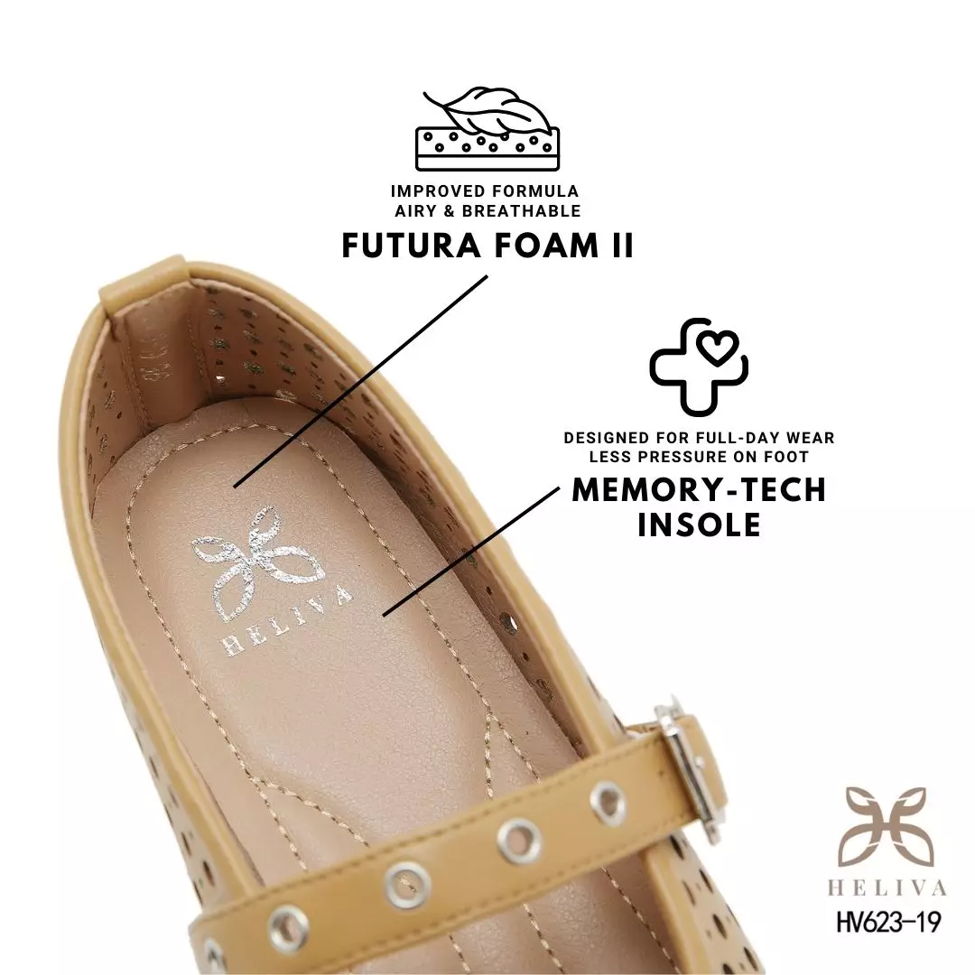 HELIVA SENIA Romantic Mary Jane Flats with Artistic Laser Pattern & Bow HV623-19