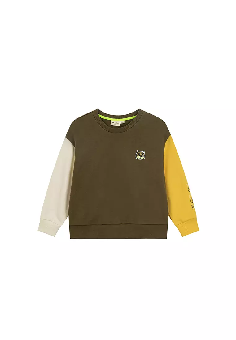 女大童短款卫衣主题图案印花撞色袖子卫衣