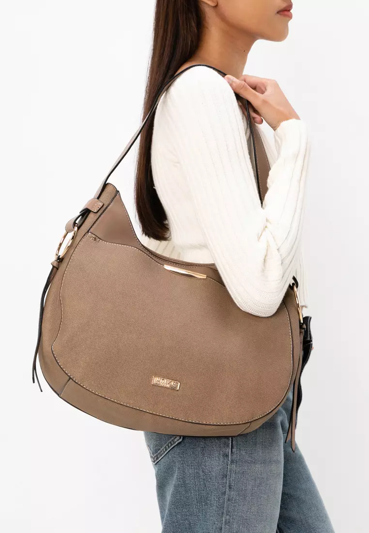Duo-Texture Convertible Shoulder Bag