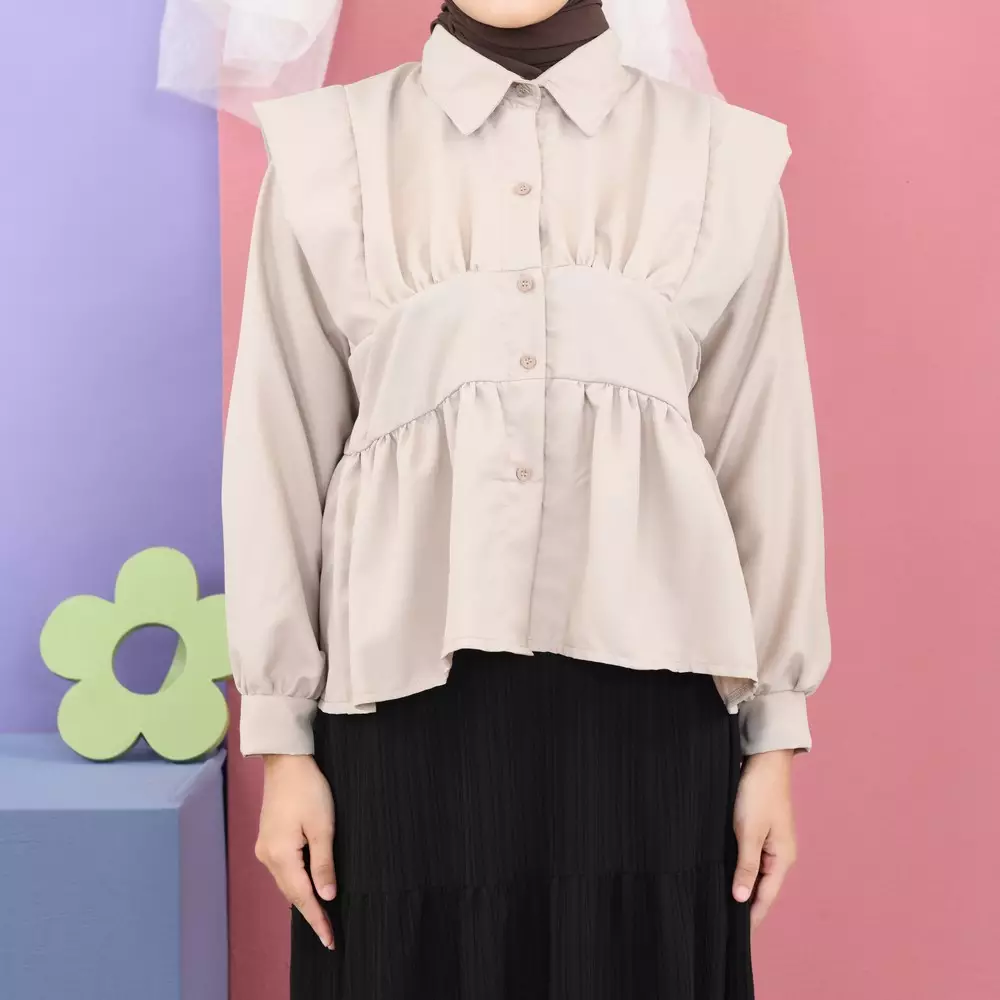 Jenna Kemeja - Oat M19508 R56S4