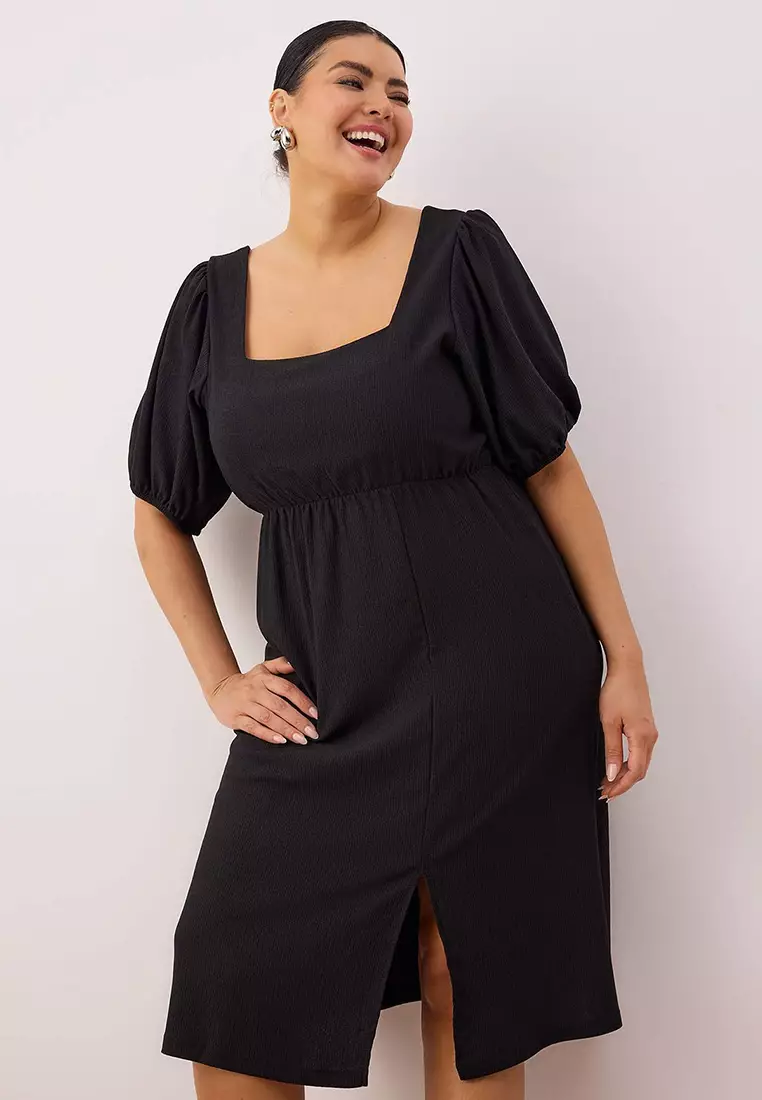 Plus Size Square Neck A-Line Dress