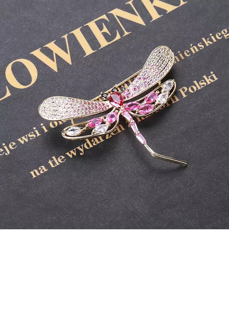 Gold clearance dragonfly brooch