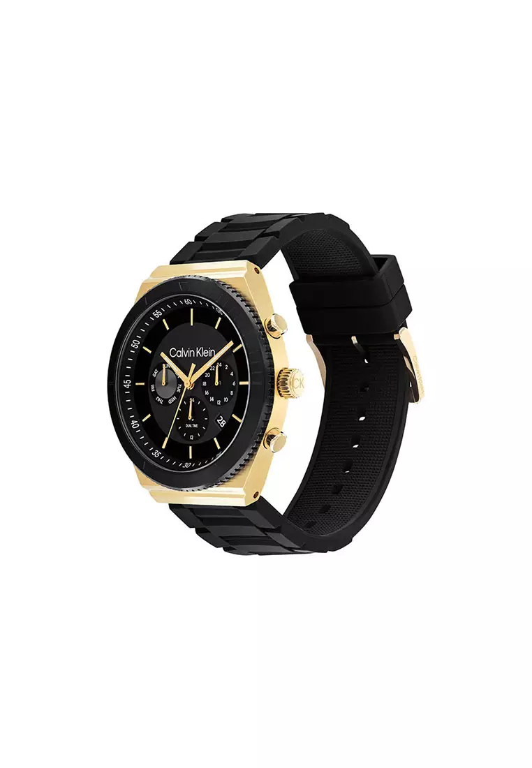 Gold black mens watch sales