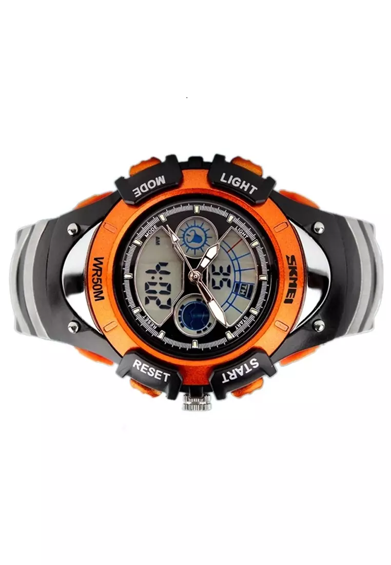 Jam Tangan Sporty Digital Analog Anak Waterproof Strap Tali Material PU AO98 ORIGINAL