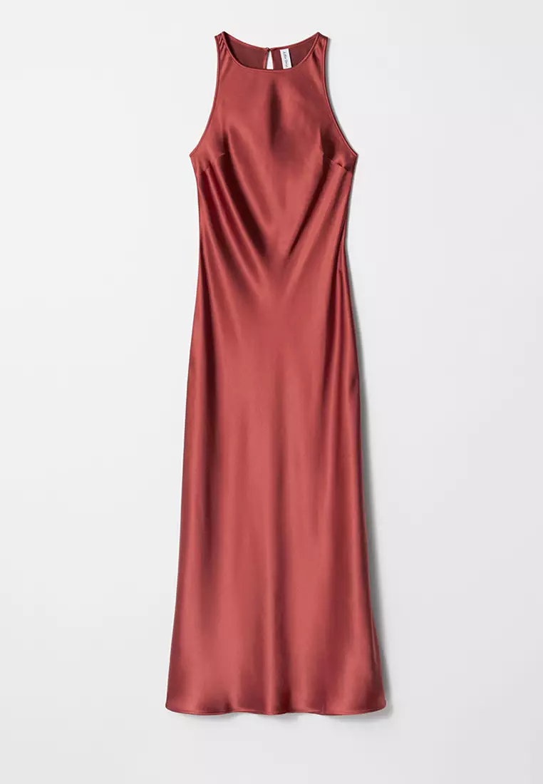 Sleeveless Satin Midi Dress