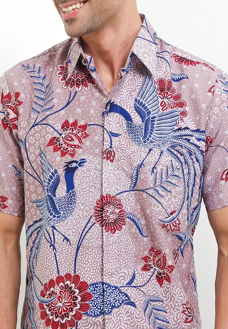 Hem Kemeja Pria Lengan Pendek Batik Furing Arsyana Pink