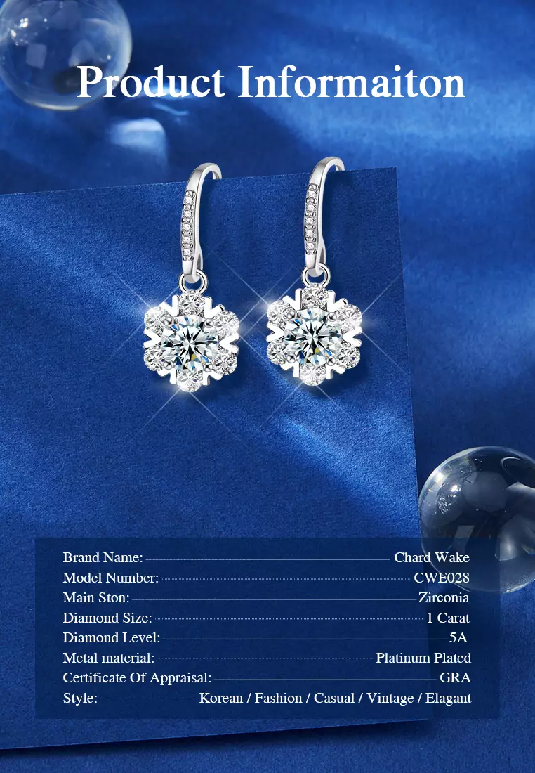 Anting Wanita Perhiasan Berlian Fashion Anting Giwang Cewek Original Earrings Sertifikat GRA silver