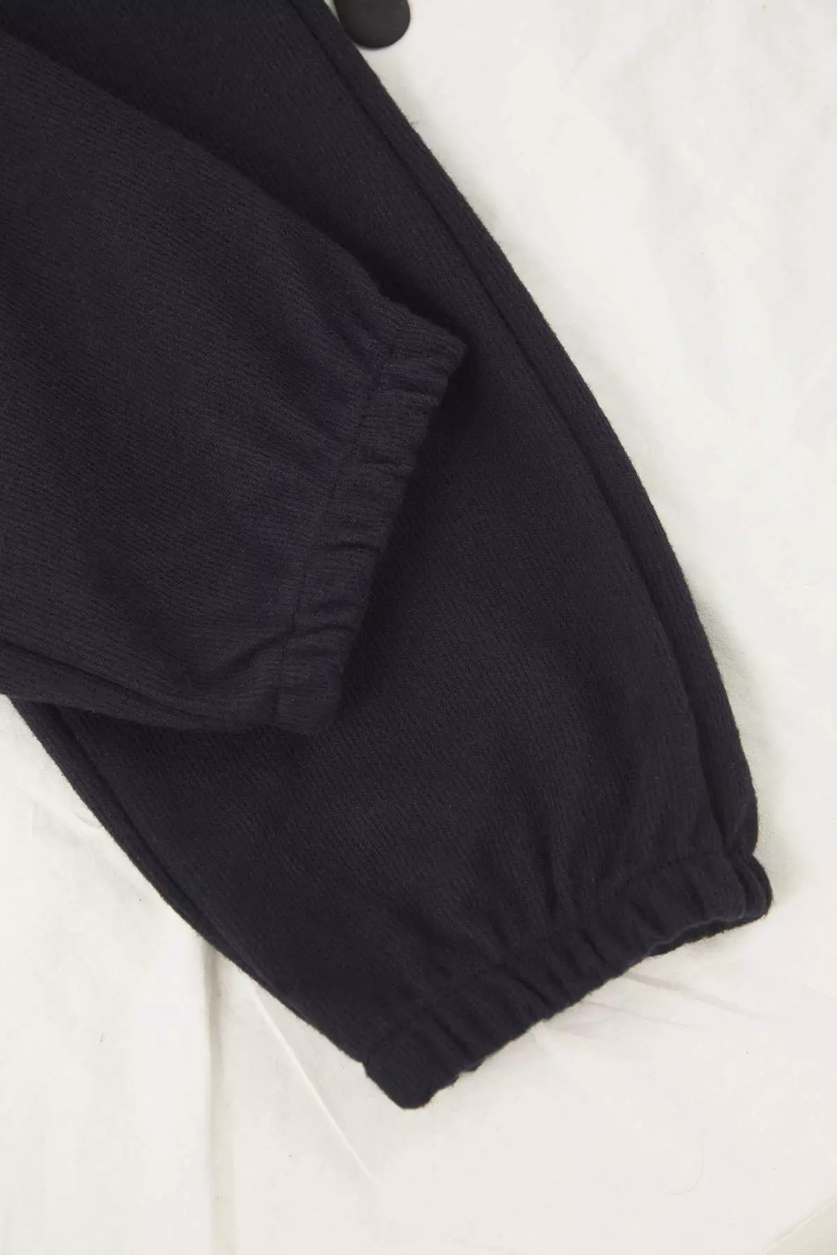 Navy Blue Regular Cut Elasticated Leg Soft Touch Textured Knitted Pajama Bottoms