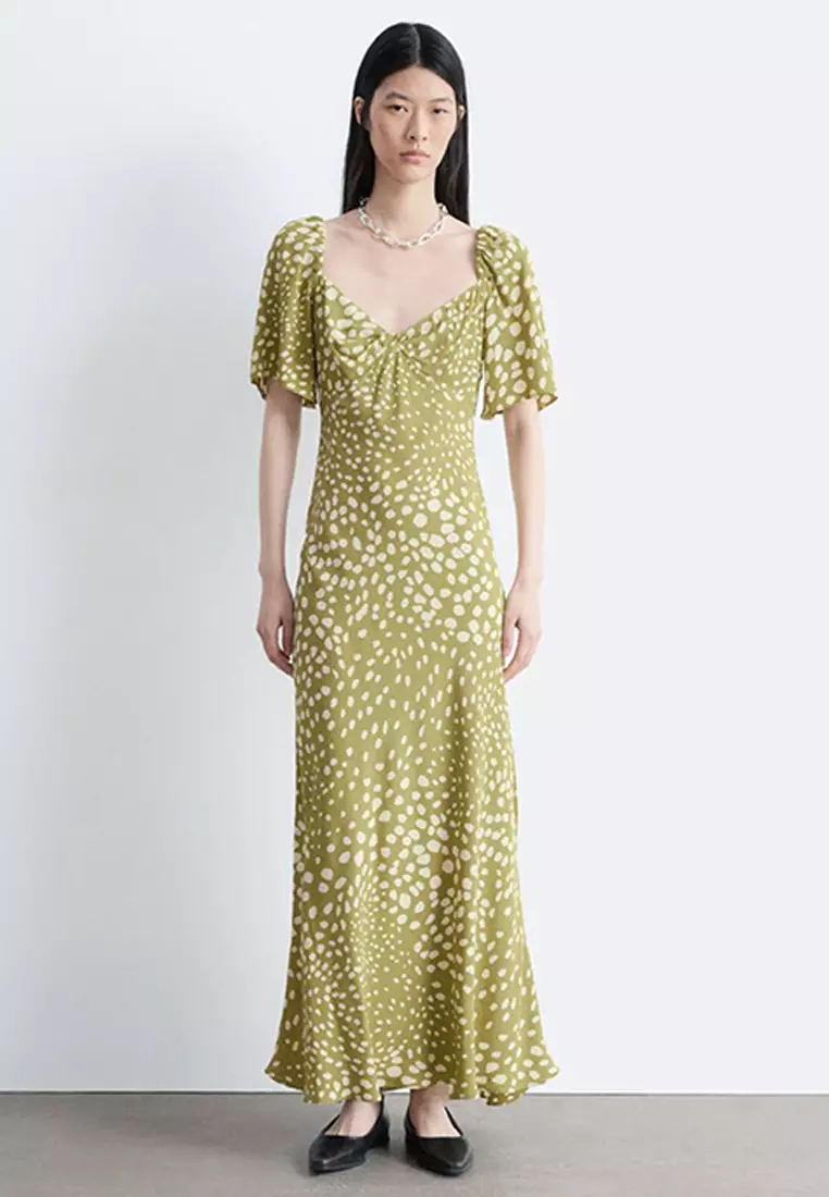 Flutter-Sleeve Midi Dress