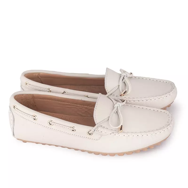 Sepatu Casual Wanita Loafer Moccasin Gino Mariani Estelle 3 Bone White
