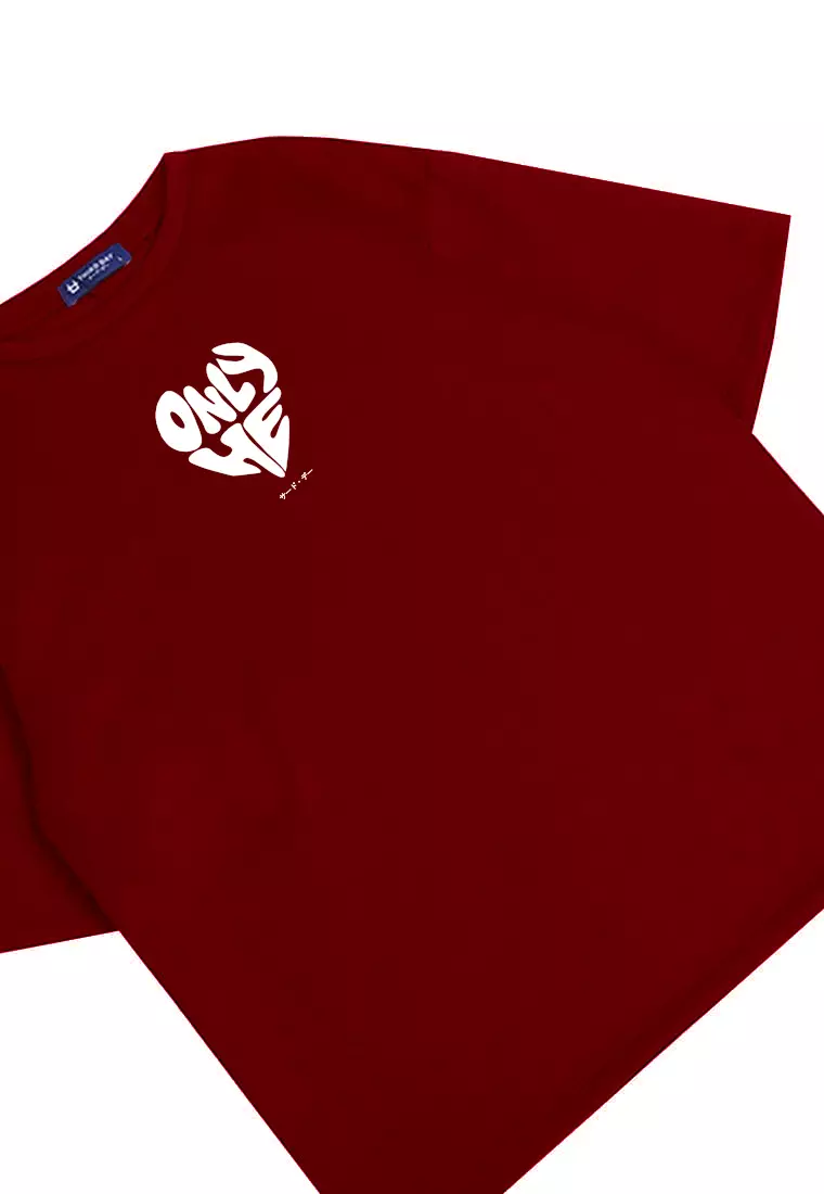 MTU29 kaos couple pasangan terbaru oversize bahan tebal scubalux "only he" maroon