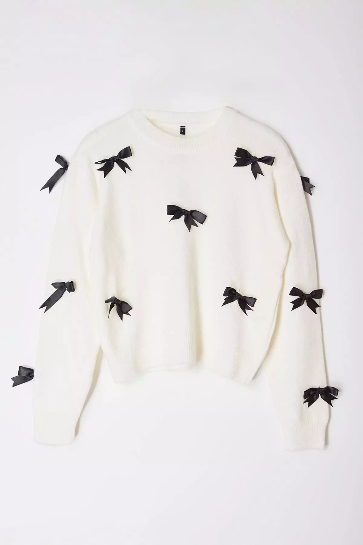 Ecru Soft Texture Ribbon/Bow Detailed Knitwear Sweater Twoaw25Kz00155