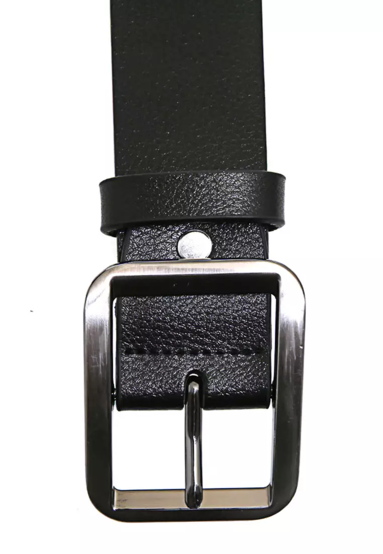 Hazel Tali Ikat Pinggang Pria Leather Belt Desain Simple Material Kulit ORIGINAL - Black